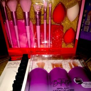 15 piece makeup brush make up sponge make up organizer lot